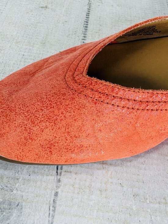 Lucky Brand ALBA Grenadine Hard Rock Orange Leather Square Toe Flat Shoe Sz 6 M - Picture 14 of 16